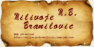 Milivoje Branilović vizit kartica